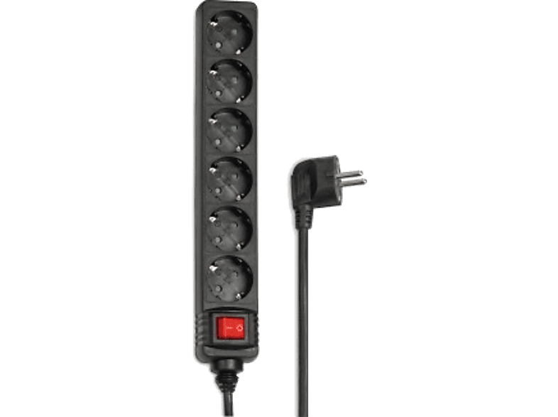 Regleta - Hama 69223784, 6 Enchufes, Interruptor, Cable 1.4m, Negro