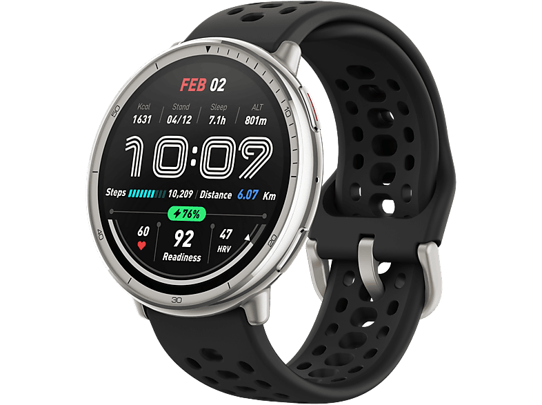 Smartwatch - Amazfit Active 2R, Tamaño muñeca 135-195mm, +160 modos de entrenamiento, Silicona, Negro
