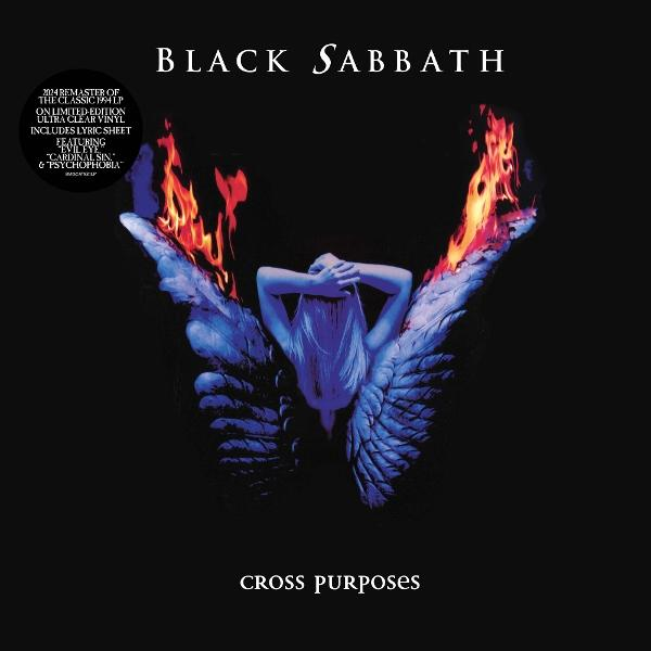 Black Sabbath album borítója. Egy szárnyas alakot mutat lángokban, fekete háttérrel.