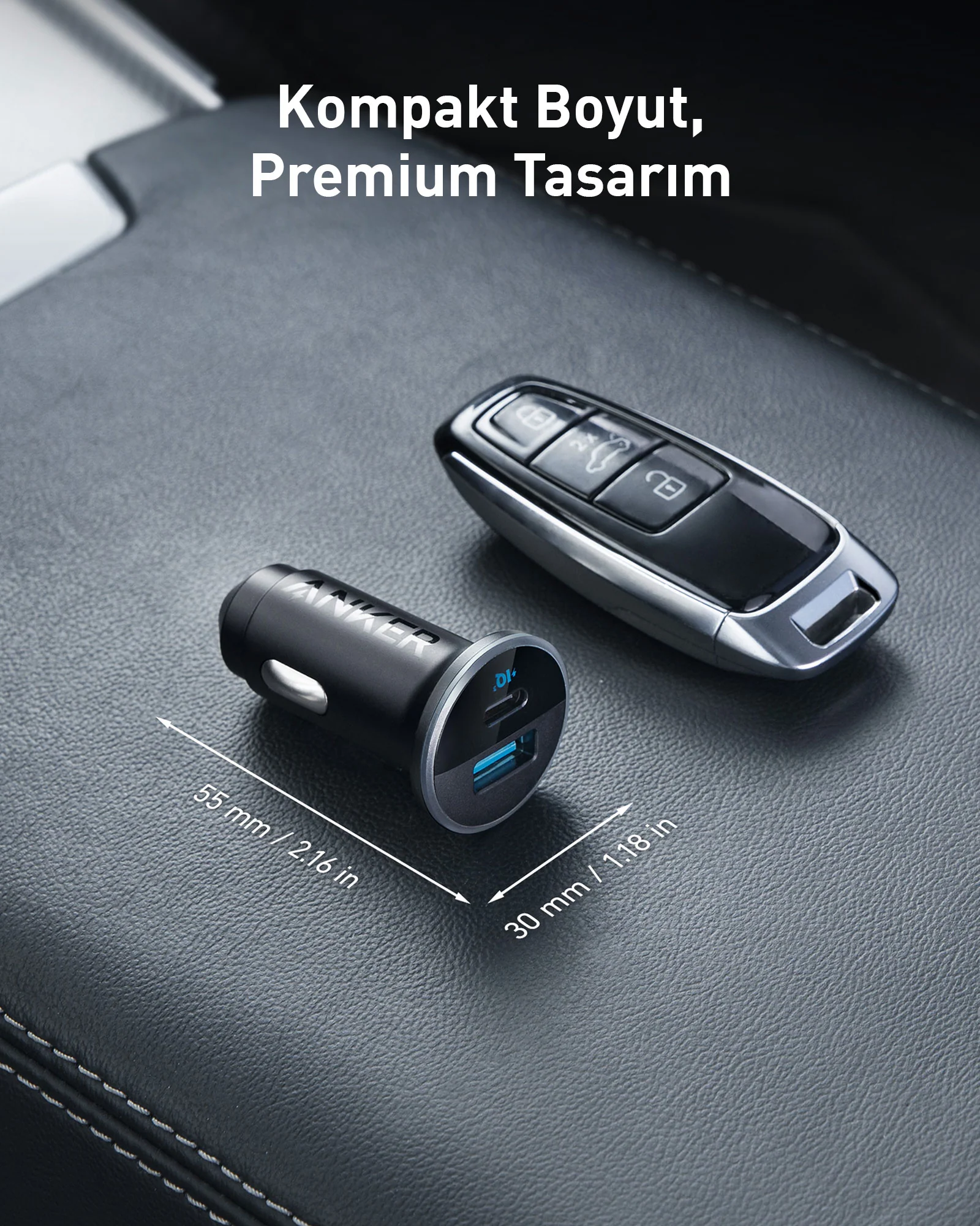 ANKER 323 52.5W 2 Port Araç İçi Şarj Cihazı Siyah Fiyat & Özellik