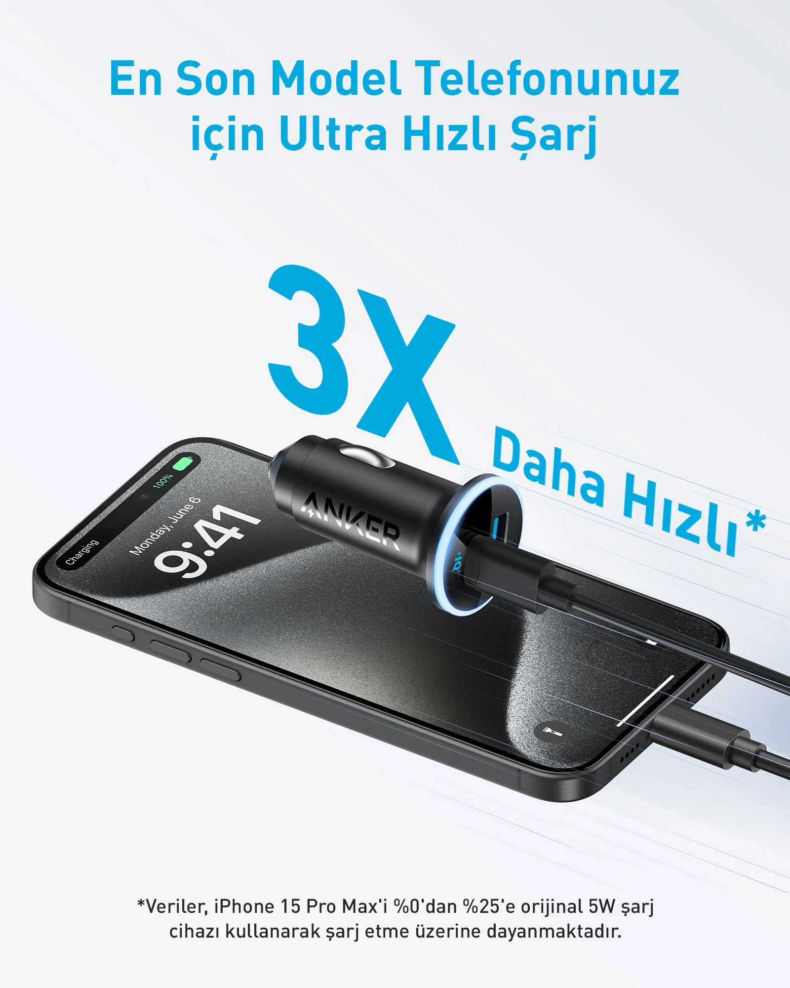 ANKER 323 52.5W 2 Port Araç İçi Şarj Cihazı Siyah Fiyat & Özellik