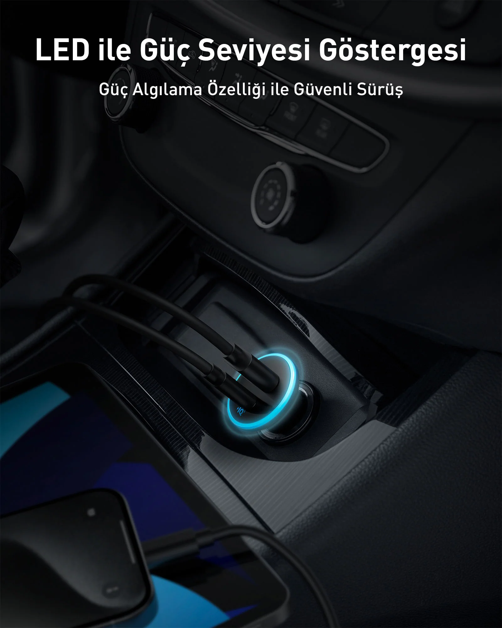 ANKER 323 52.5W 2 Port Araç İçi Şarj Cihazı Siyah Fiyat & Özellik
