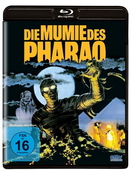 DVD-Cover mit einer Mumie und einer Pyramide. Titel 'Die Mumie des Pharao' und eine Bewertung.