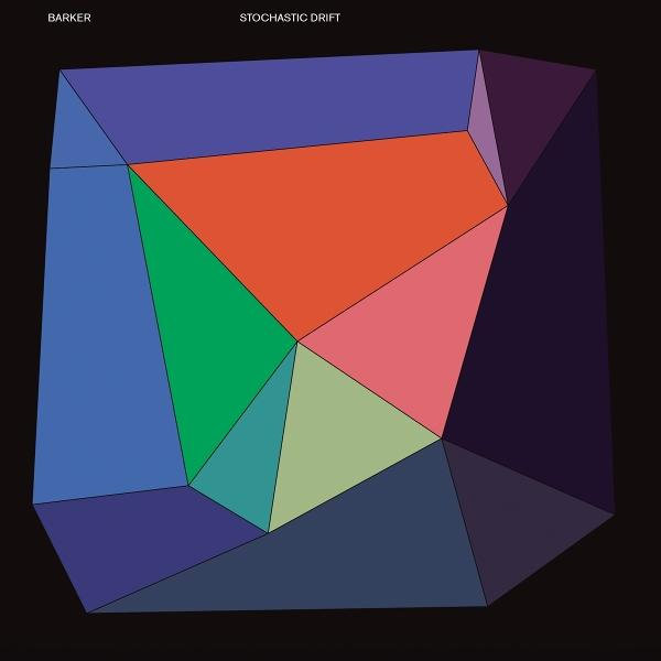 Geometrische Formen in verschiedenen Farben auf schwarzem Hintergrund; abstraktes Albumcover.