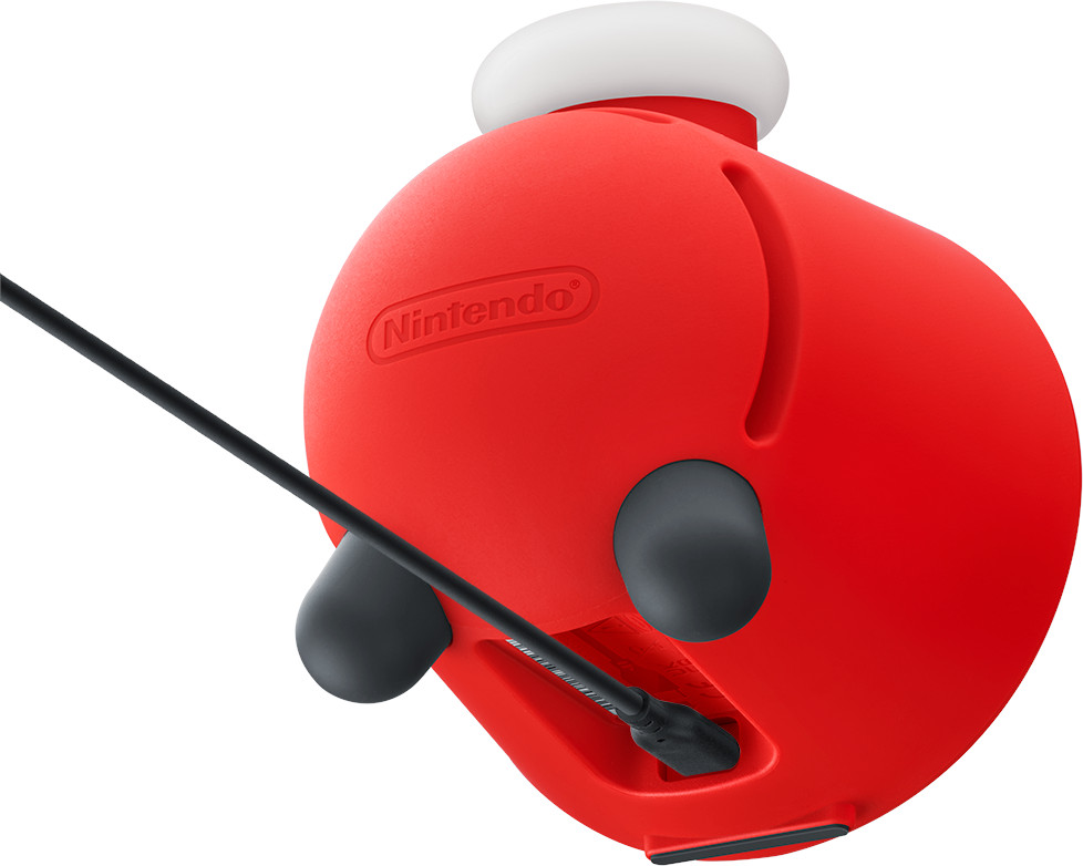 Een rood Nintendo-accessoire in de vorm van een rode bokshandschoen.