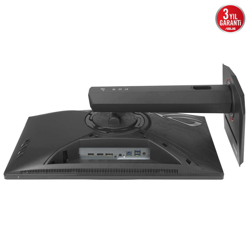 Stand detayları ve logolarla bir monitörün arkası.