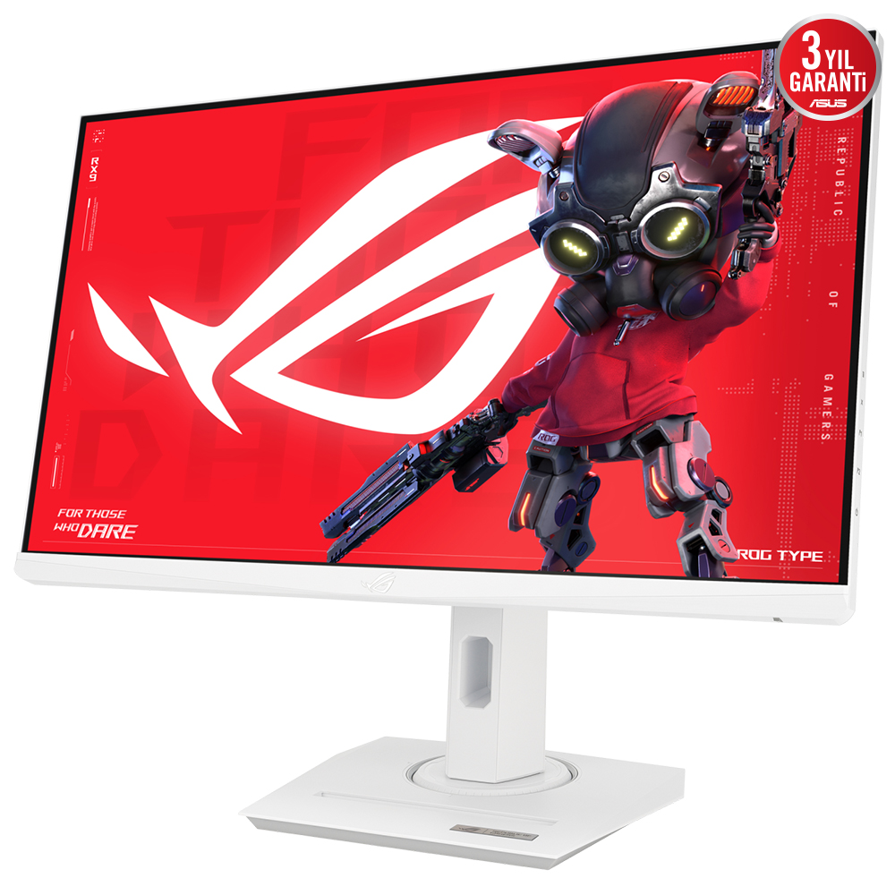 Oyun arayüzlü beyaz bir monitör.