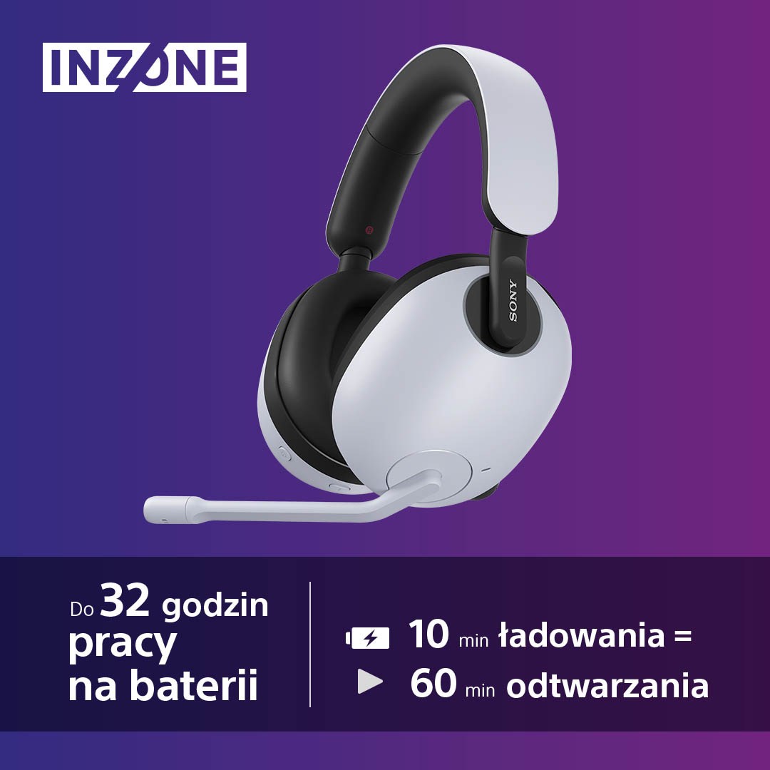 Biało-czarne słuchawki z mikrofonem i tekstem.