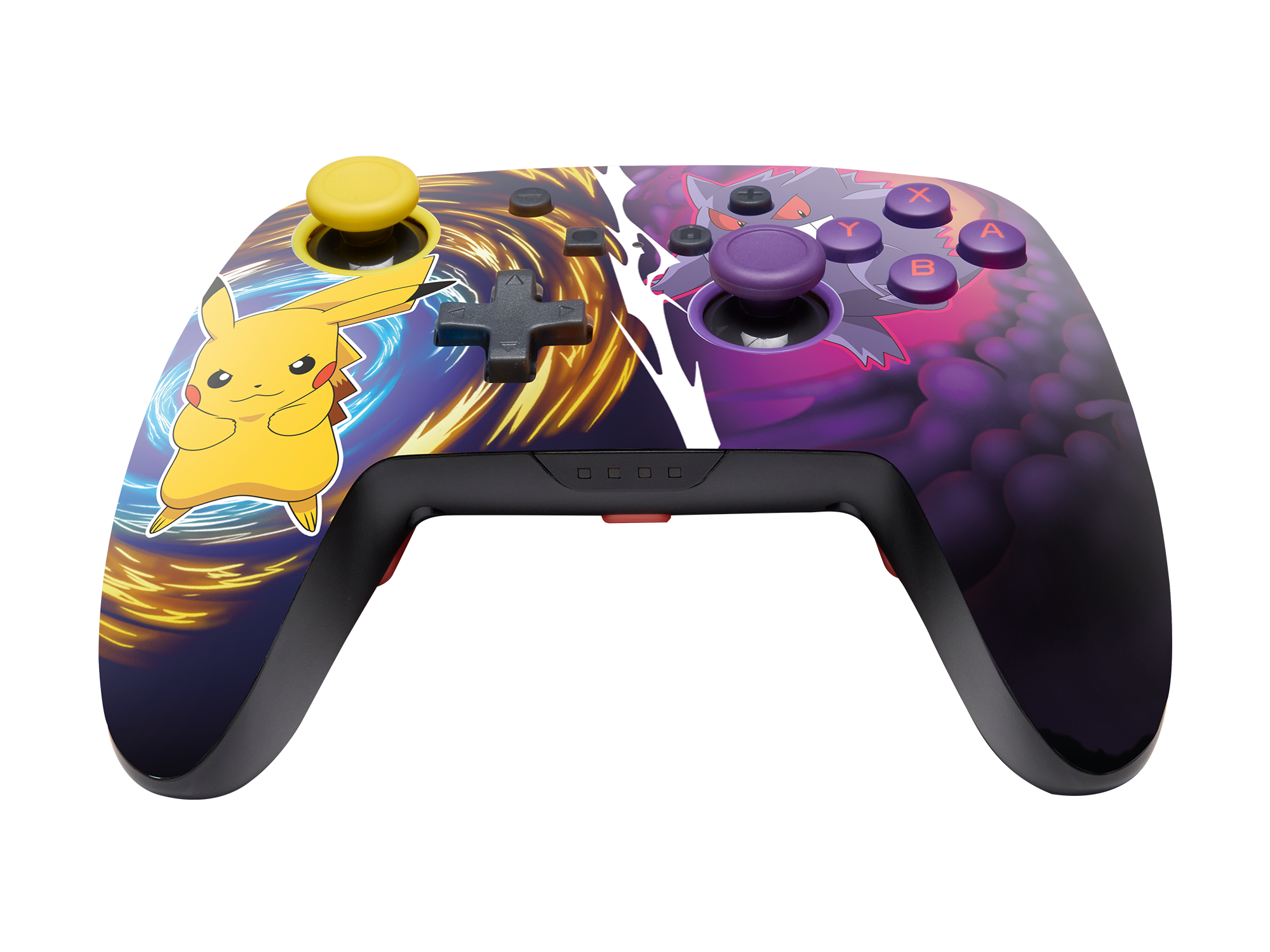 Pokemon-Controller für Switch mit Pikachu links und andere Charaktere.