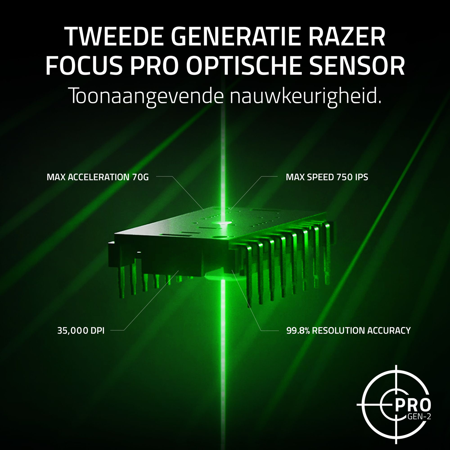 Green lit chip with text about acceleration, speed and resolution accuracy.