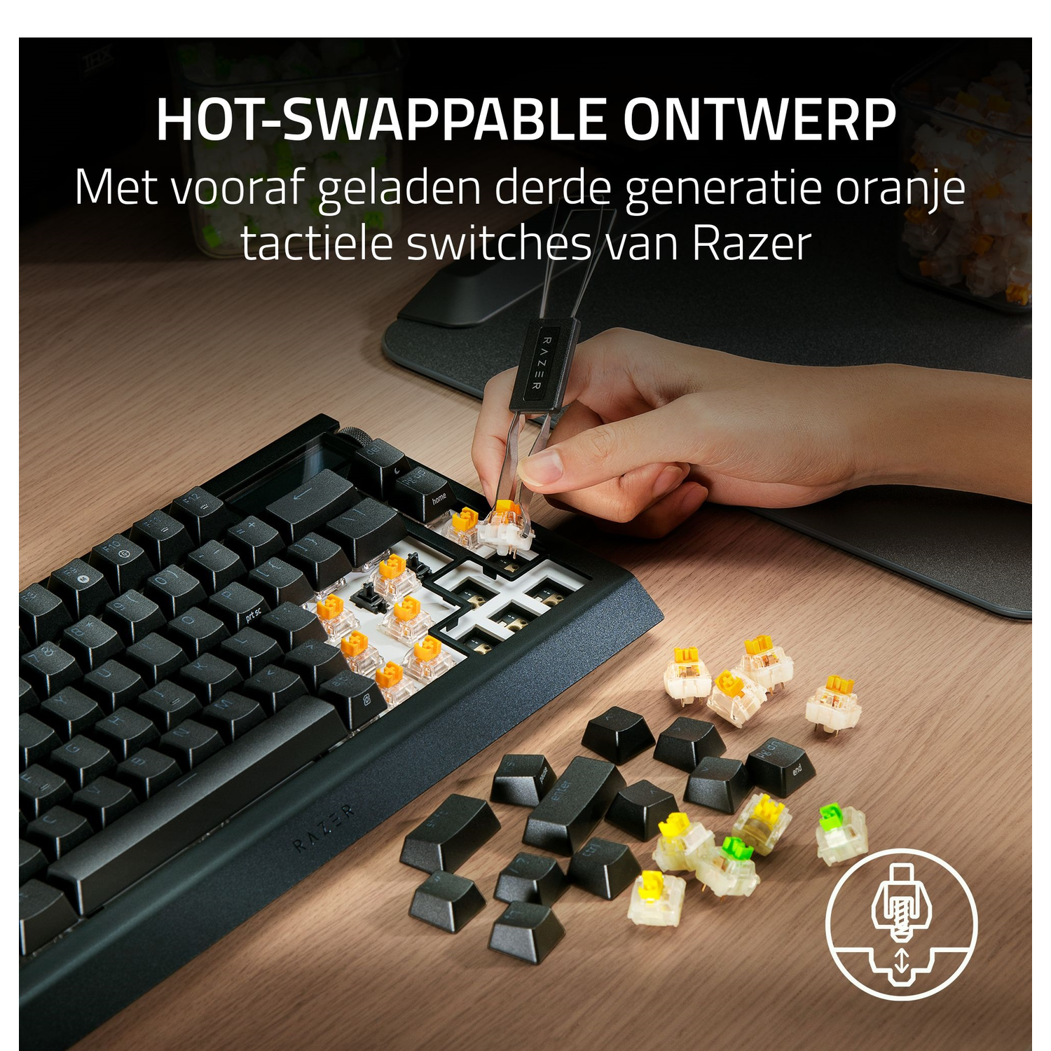 Koptelefoon met geavanceerde ruisonderdrukking, close-up.