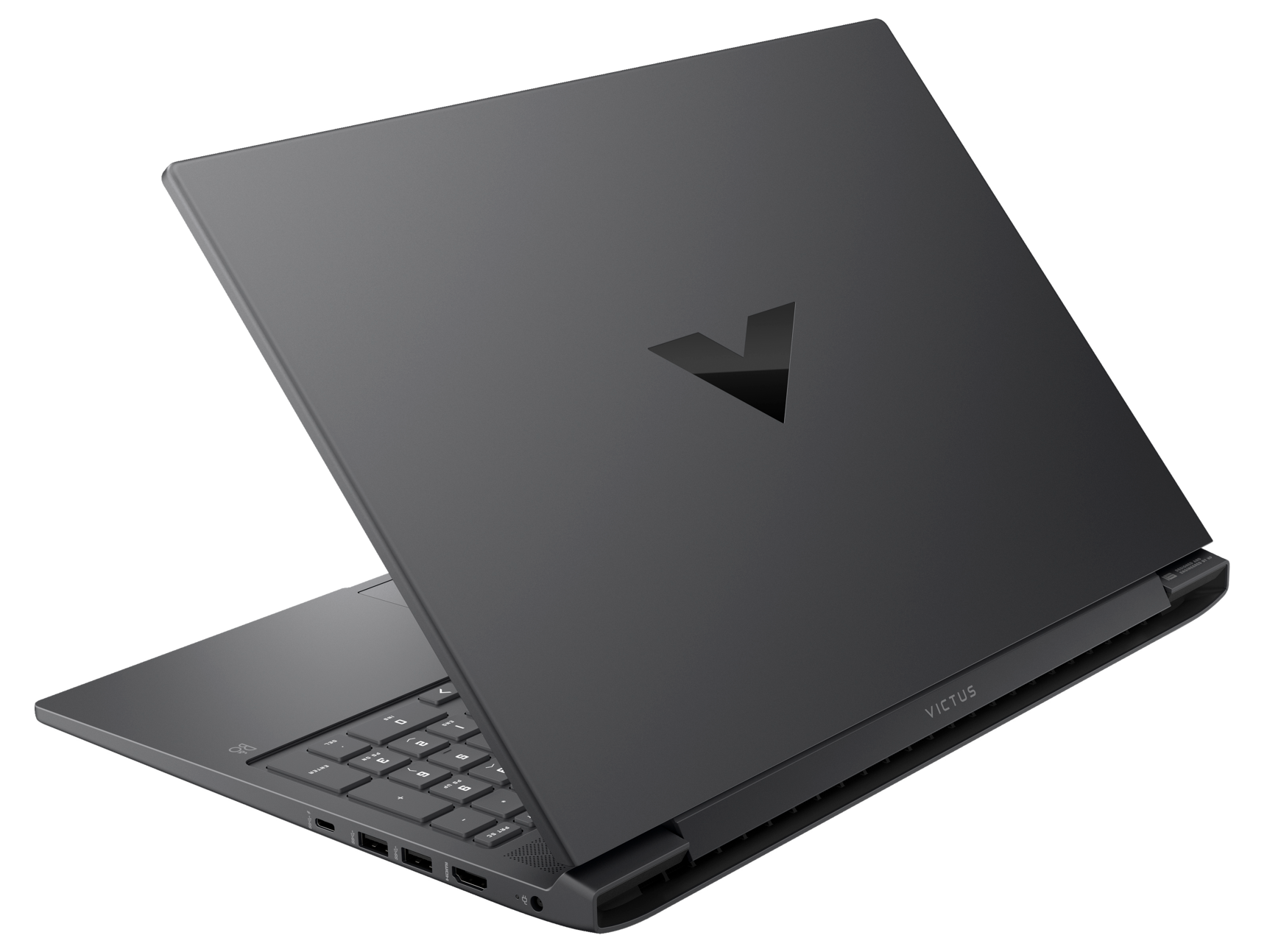 Czarny laptop z otwartą pokrywą, skierowany w stronę widza.
