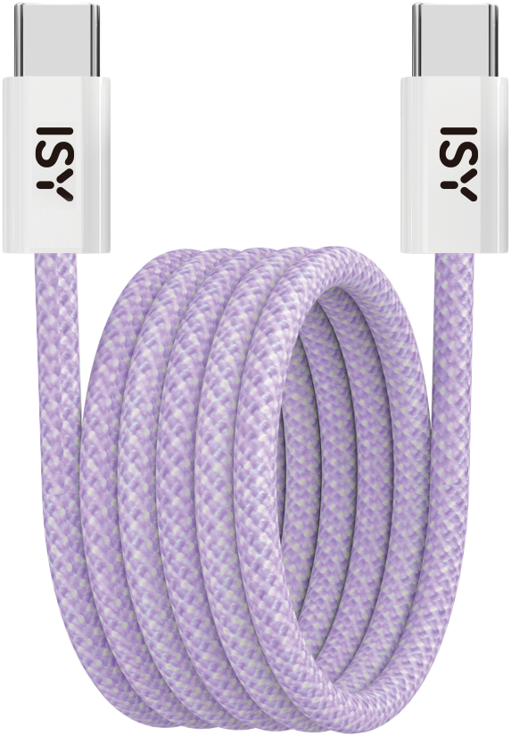 ISY 2V230134 USB Type-C összekötő kábel, mágneses borítás, 1 méter, max 100W, lila (IUC-5400-PR)