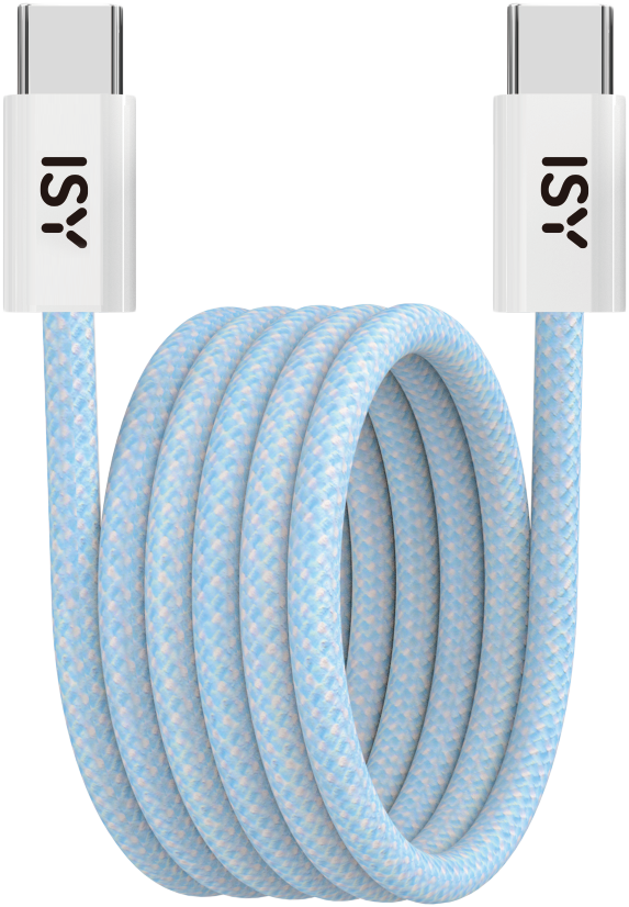 ISY 2V230136 USB Type-C összekötő kábel, mágneses borítás, 1 méter, max 100W, kék (IUC-5400-BL)