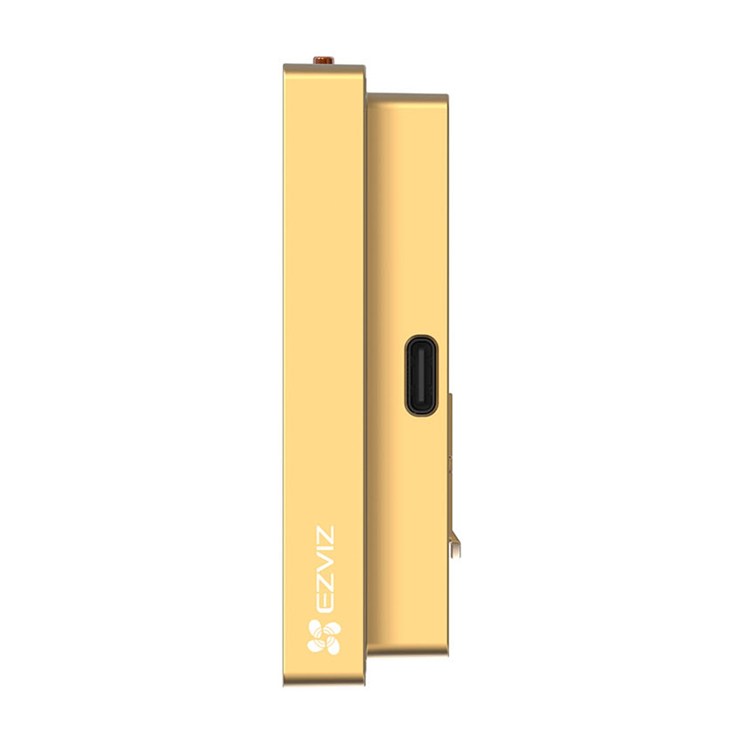 Dispositivo color oro, forma rettangolare sottile, con logo EZVIZ.