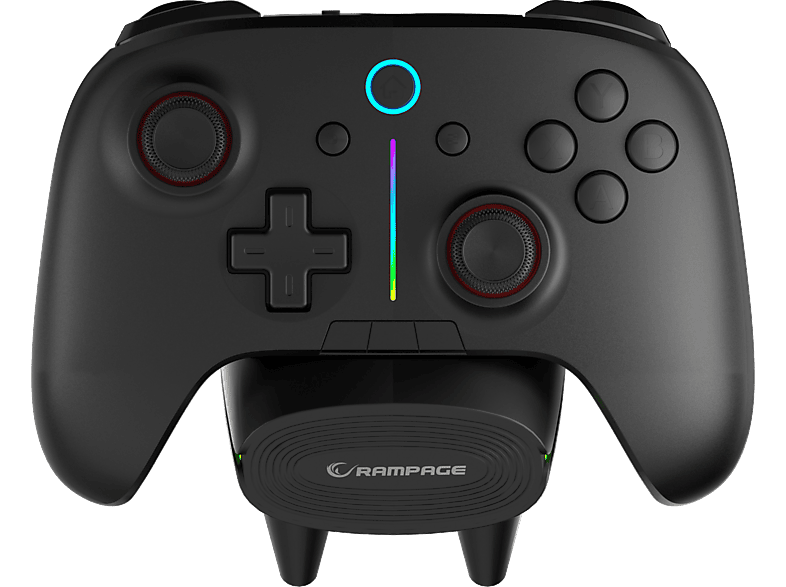 RAMPAGE Hydra Pro BT + 2.4 GHz Şarj İstasyonlu PC Gamepad RGB Joypad Oyun Kolu Siyah