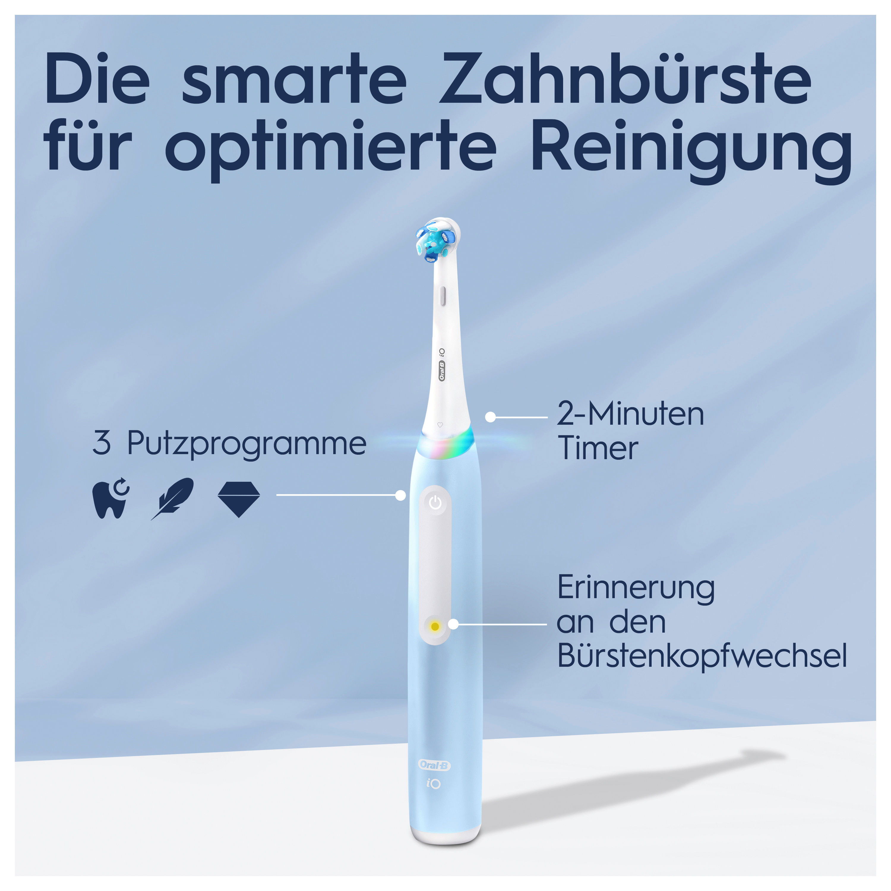 Une brosse à dents électrique avec des fonctionnalités et des étiquettes.