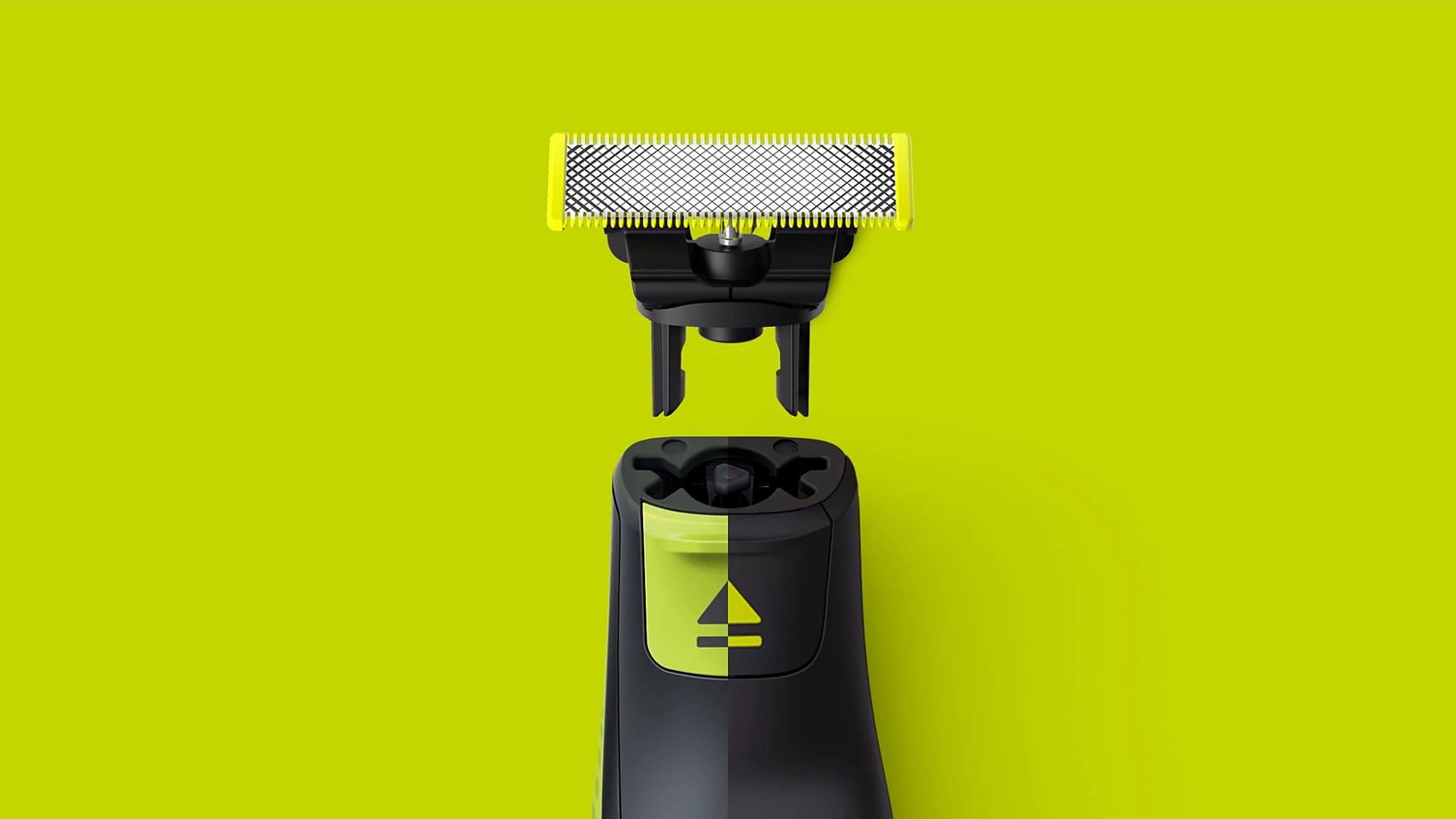 Una testina di rasatura nera e verde su sfondo verde.