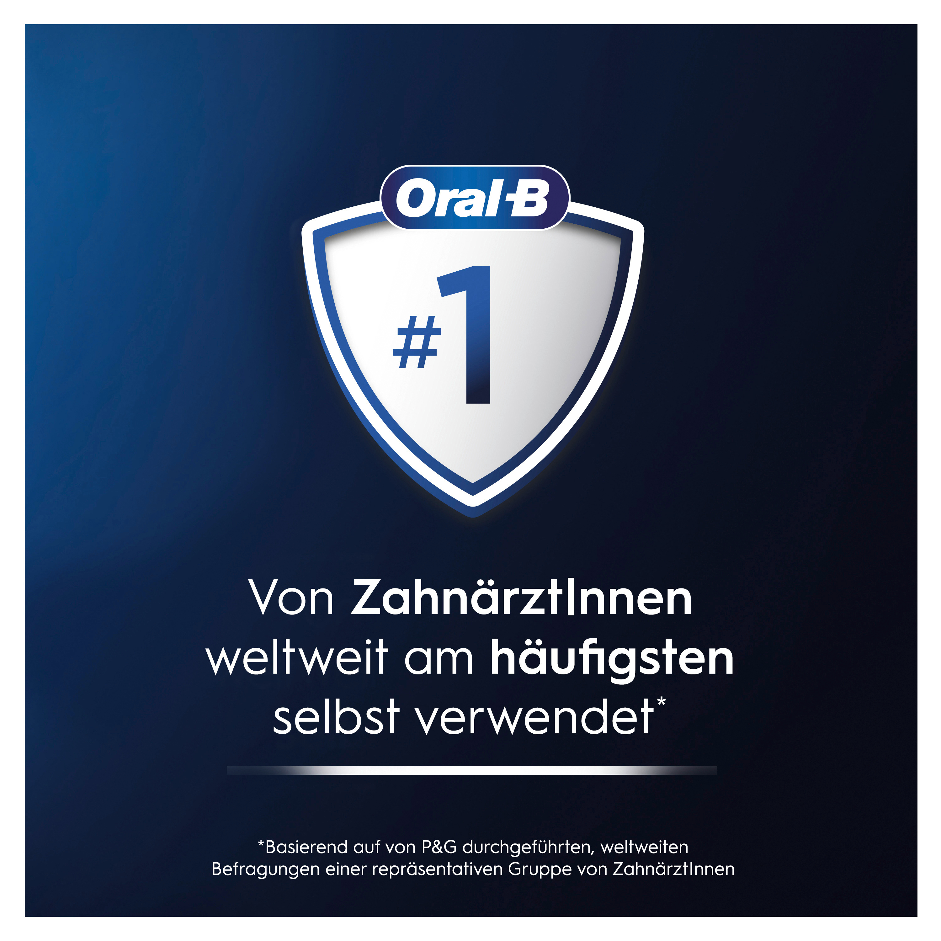 Oral-B Bild mit Nummer 1 Schild, die von Zahnärzten bevorzugte Marke.