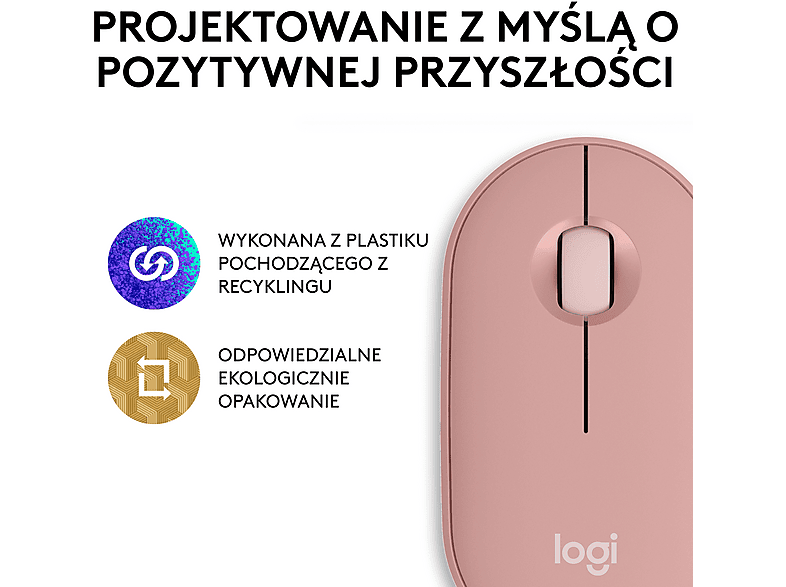 Mysz bezprzewodowa LOGITECH Pebble Mouse 2 M350s Różowy 910-007014 – zdjęcie 3