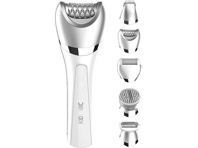 Depiladora - KOENIC 103261, Para Cuerpo, 6 en 1, 2 Niveles de funcionamiento, 50 min Autonomía, Wet&Dry, Cabezales, Gris
