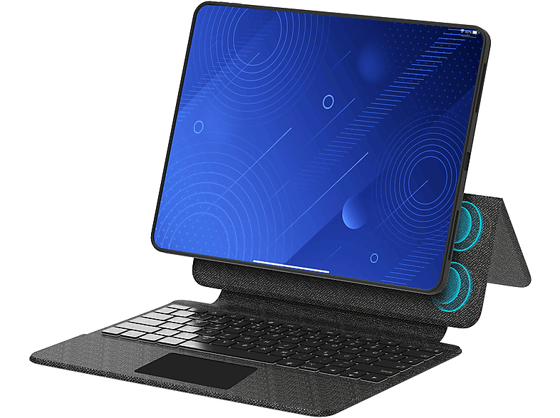 ISY ITF-1000 mit Tastatur Folio Schutzhülle Dunkelgrau