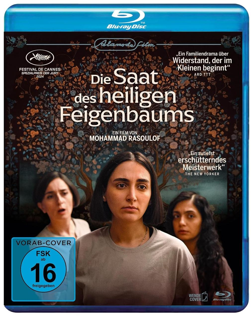 Filmcover: Drei Frauen, eine im Zentrum, schauen den Betrachter an. Text auf Deutsch. Blu-ray Disc.