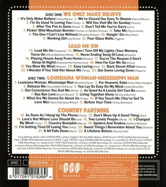 Rückseite einer CD mit einer Liste von Songs und Credits, in Orange und Schwarz.