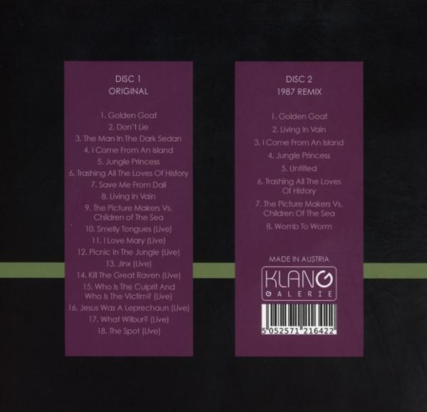 Ein CD-Cover mit einer Titelliste von 'Golden Goat' bis 'The Spot (Live)' in zwei Spalten.