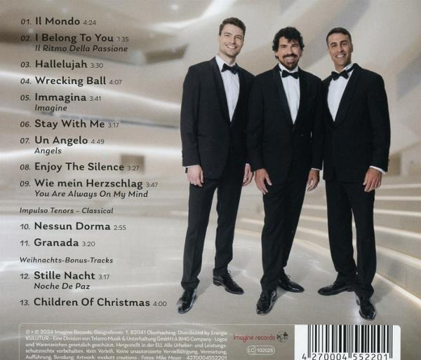 Albumcover von drei Männern in Anzügen. Text: Il Mondo, I Belong To You, Hallelujah usw.