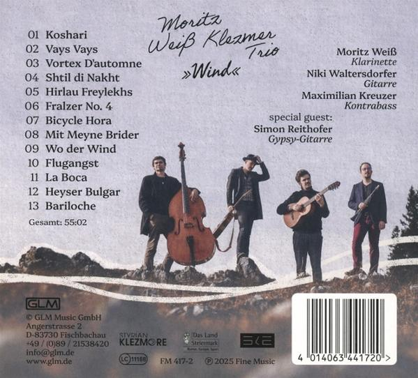 Albumcover mit vier Männern. Text auf Deutsch. Bandname: Moritz Weiß Klezmer Trio.