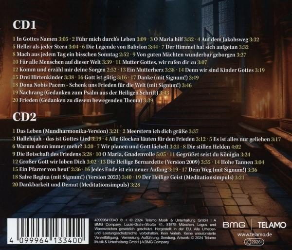 CD mit einer Liste von Liedern. Das Cover hat Text auf Deutsch. Es zeigt den Inhalt von CD1 und CD2.