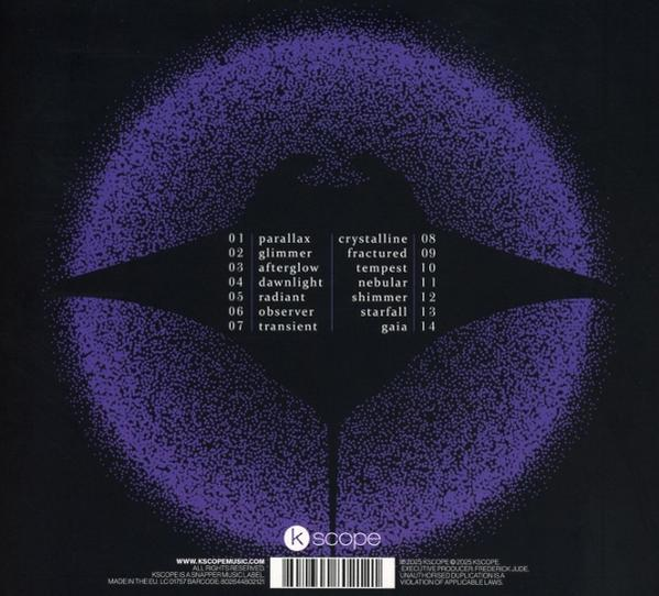 CD-Cover mit einem lila Kreis und einer Liste von Liedern in weißem Text.