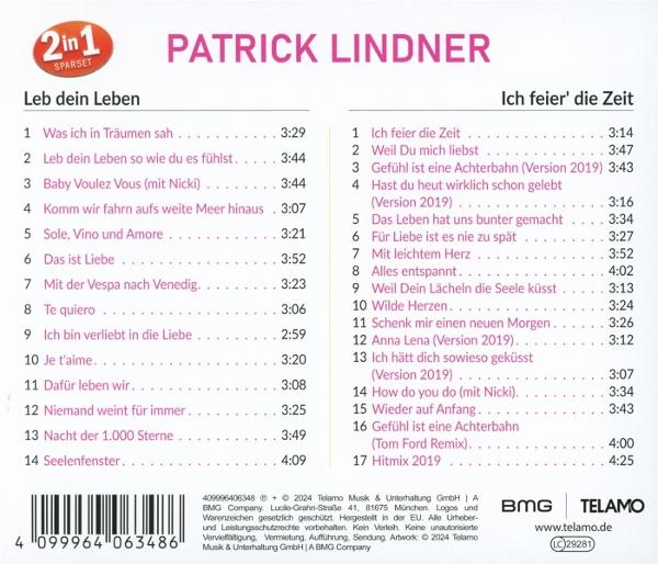 Ein CD-Cover mit dem Titel "Leb dein Leben" von Patrick Lindner.
