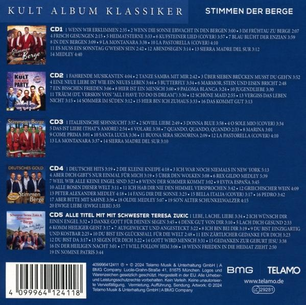 Albumcover mit mehreren Titeln und Details.