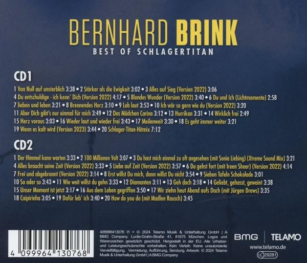 CD-Cover mit Titelliste und Künstlername, Bernhard Brink. Best of Schlagertitan.