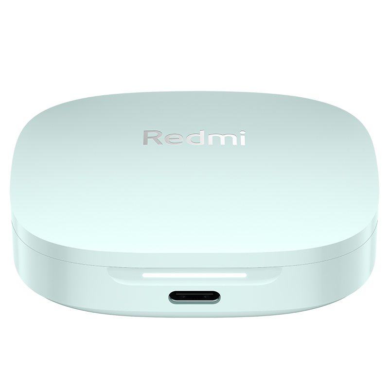 Gümüş renkte marka adıyla kapalı ve dikdörtgen, açık mavi bir Redmi şarj kutusu.