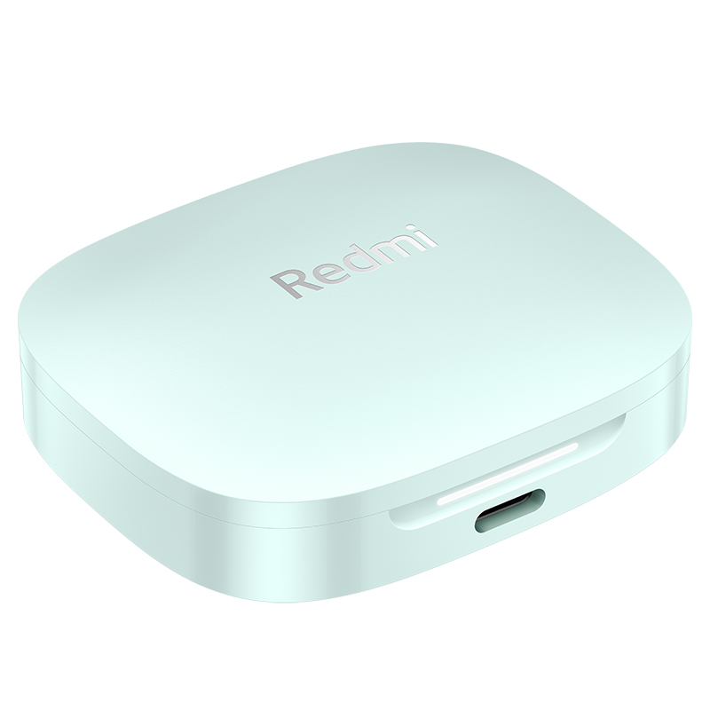 Şarj portlu açık mavi bir Redmi kulaklık kılıfı.