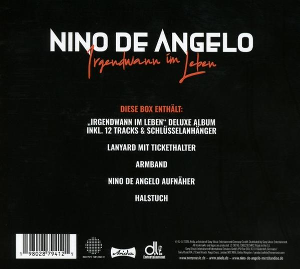 Rückseite eines Nino De Angelo Albums mit Text und Logos.