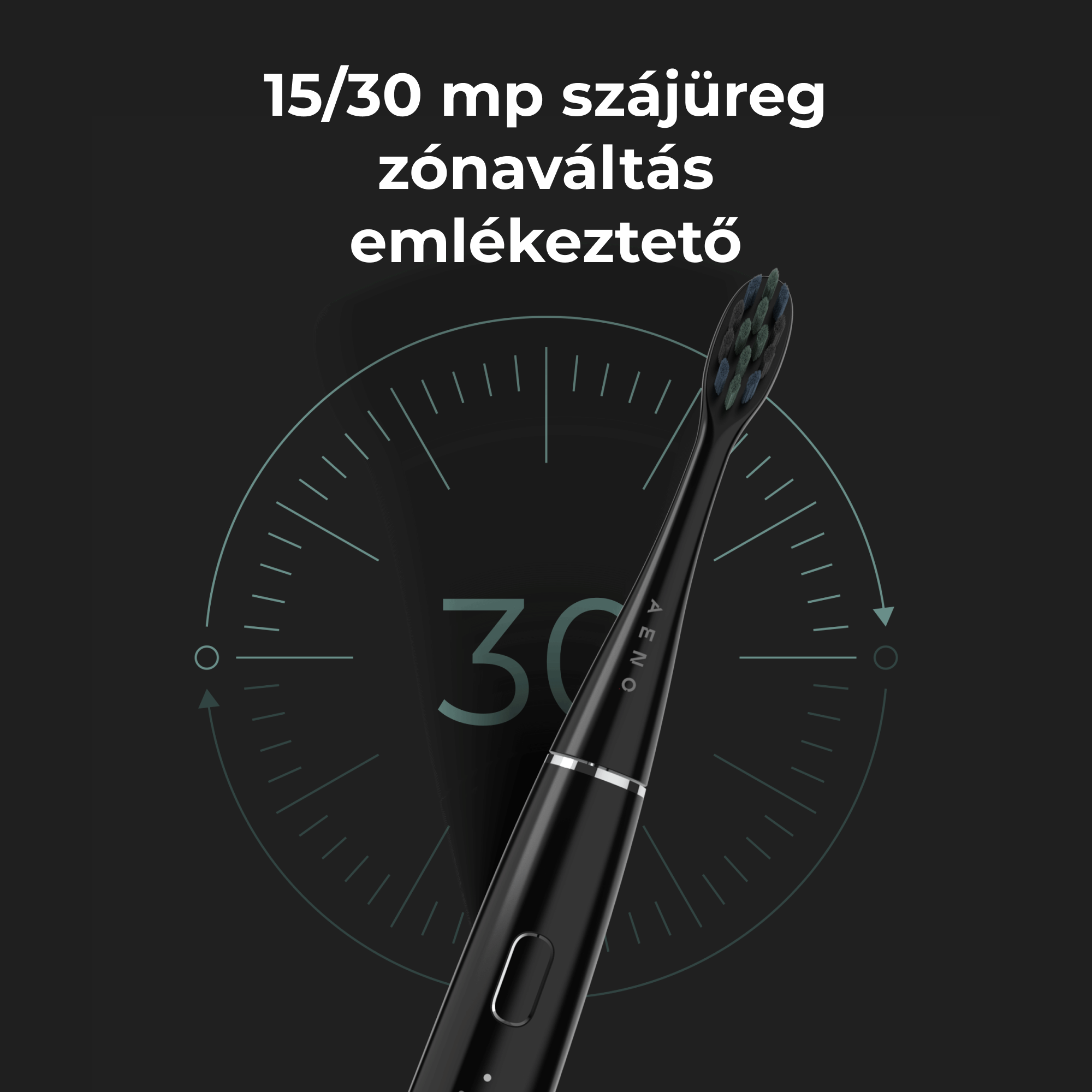 Egy fekete elektromos fogkefe időzítő kijelzővel.
