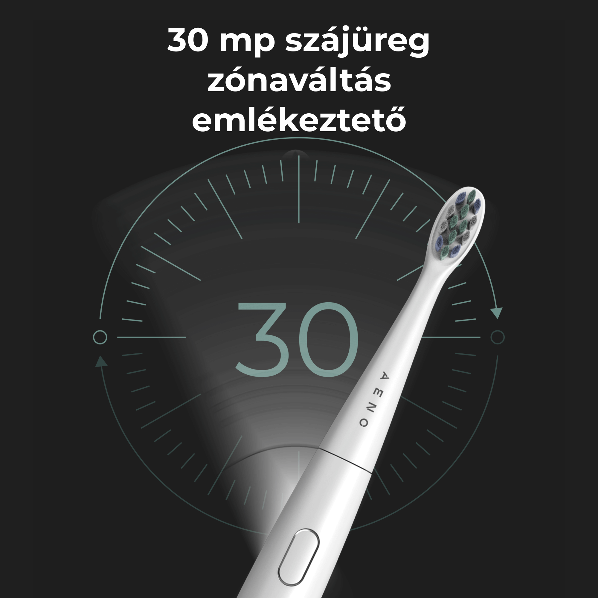 Fehér elektromos fogkefe a 30-as számmal.
