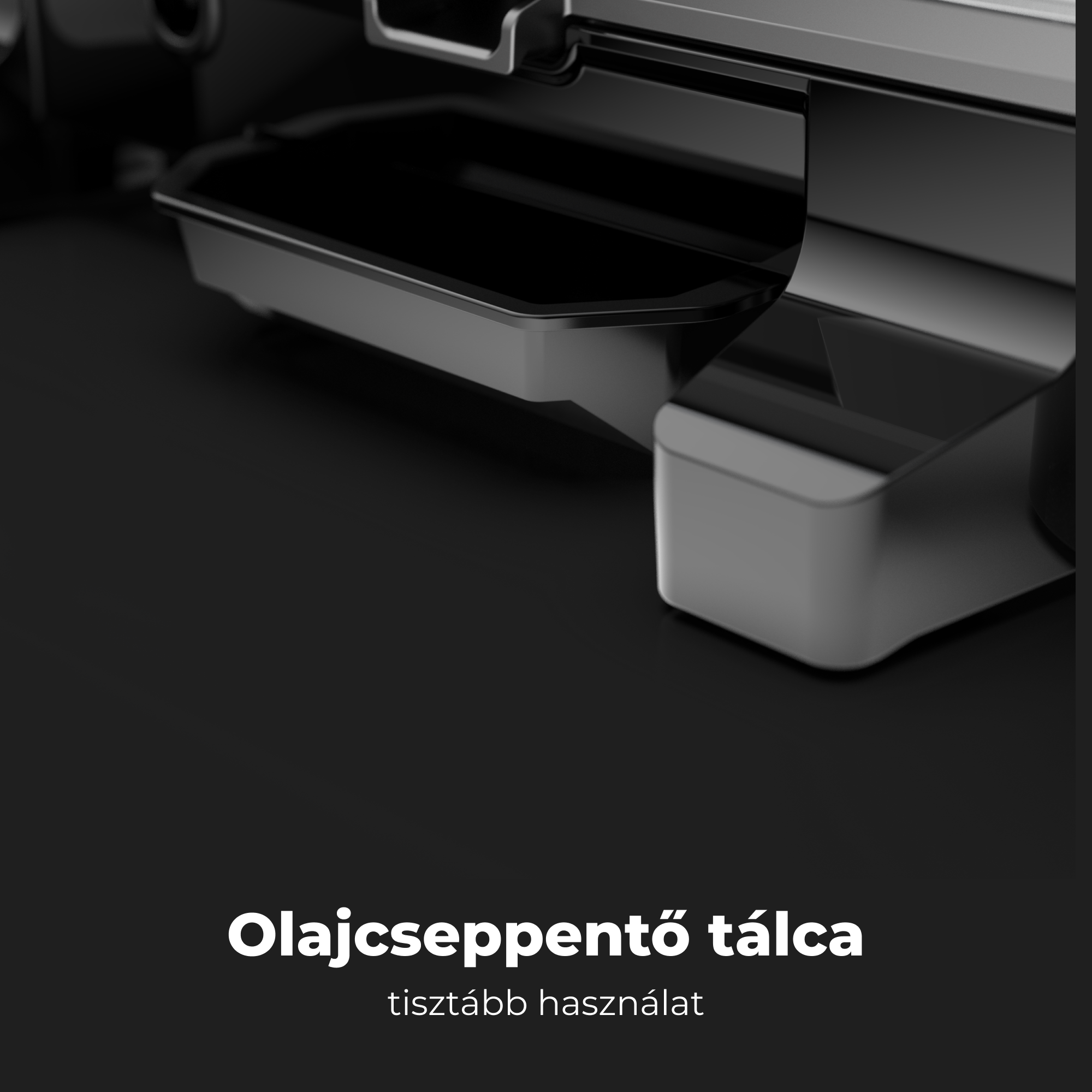 Fekete olajcsöpögtető tálca.