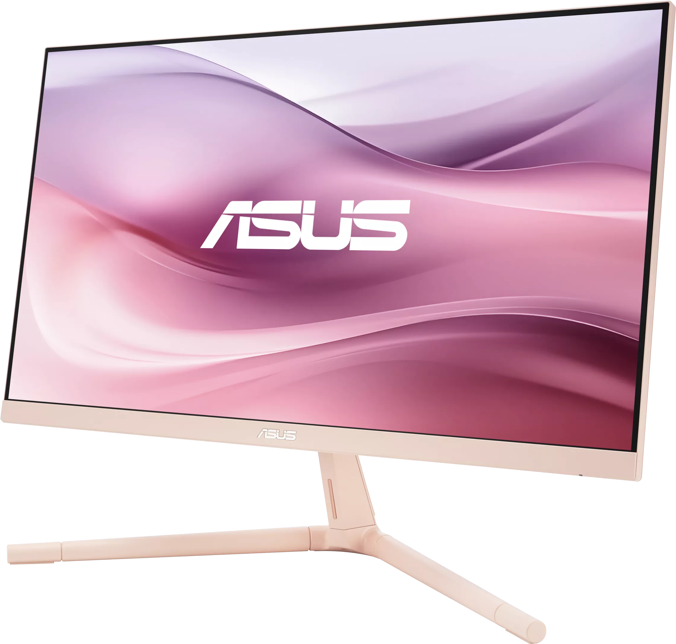ASUS számítógép monitor rózsaszín és lila színátmenetes háttérrel.
