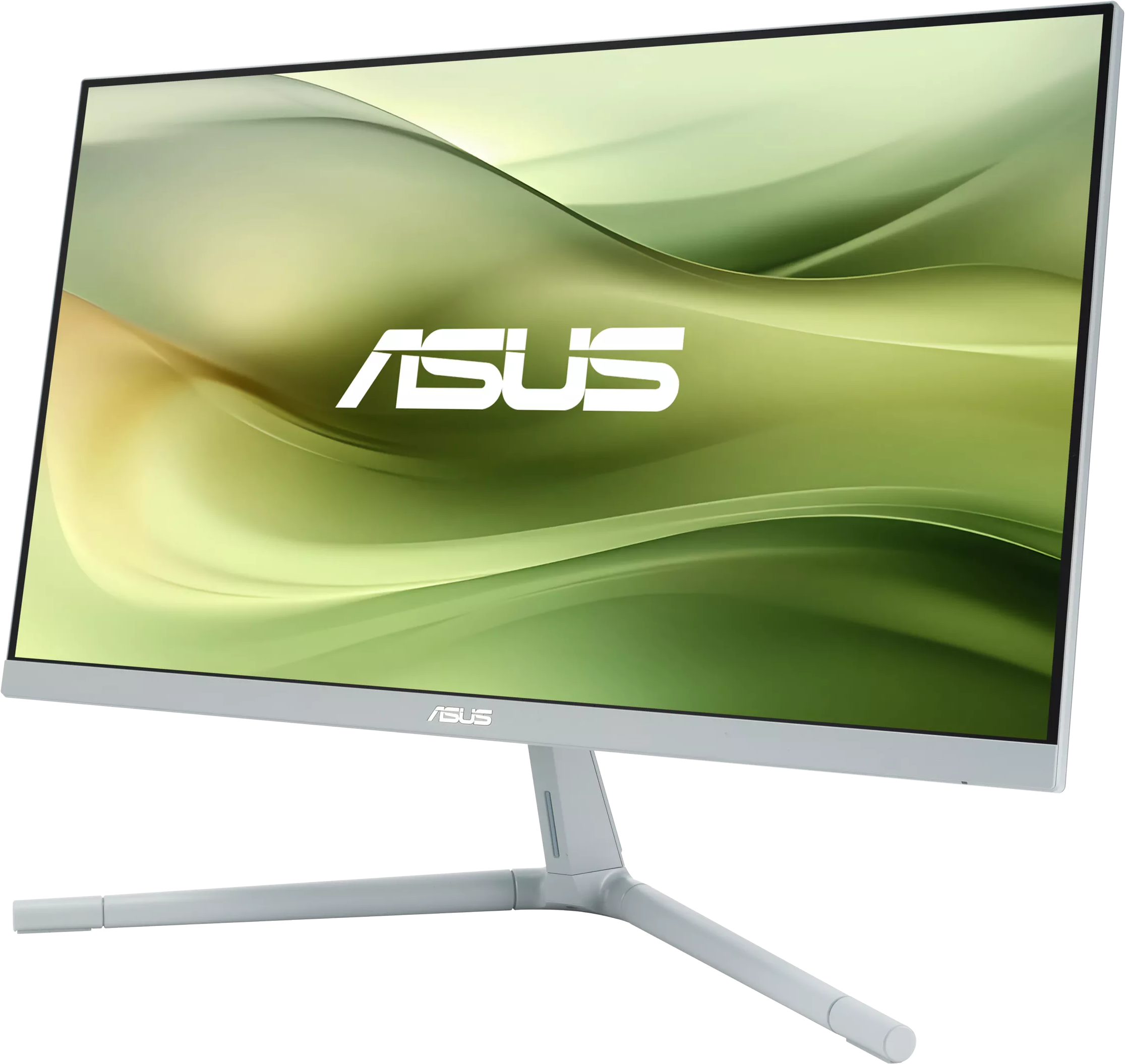 Ezüst számítógép monitor ASUS logóval, fehér háttéren.