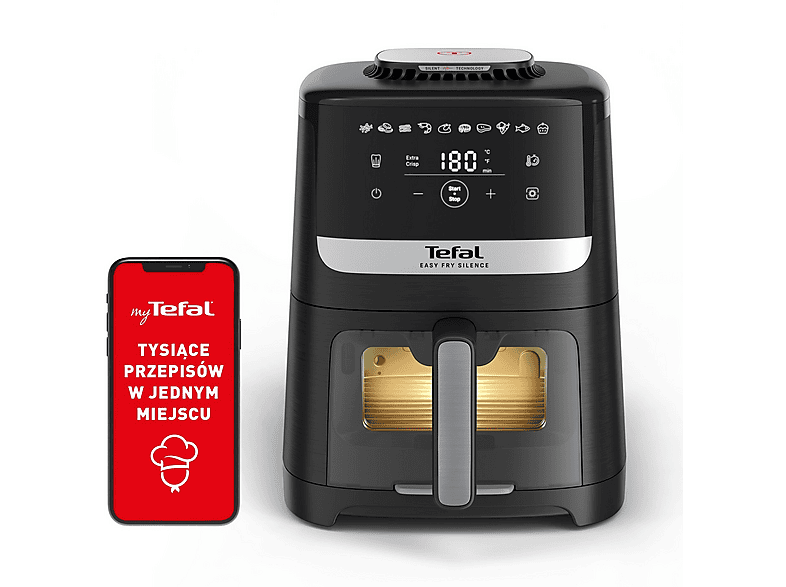 Frytkownica niskotłuszczowa Air fryer TEFAL EY5568E0 Easy Fry Silence Czarny – zdjęcie 3