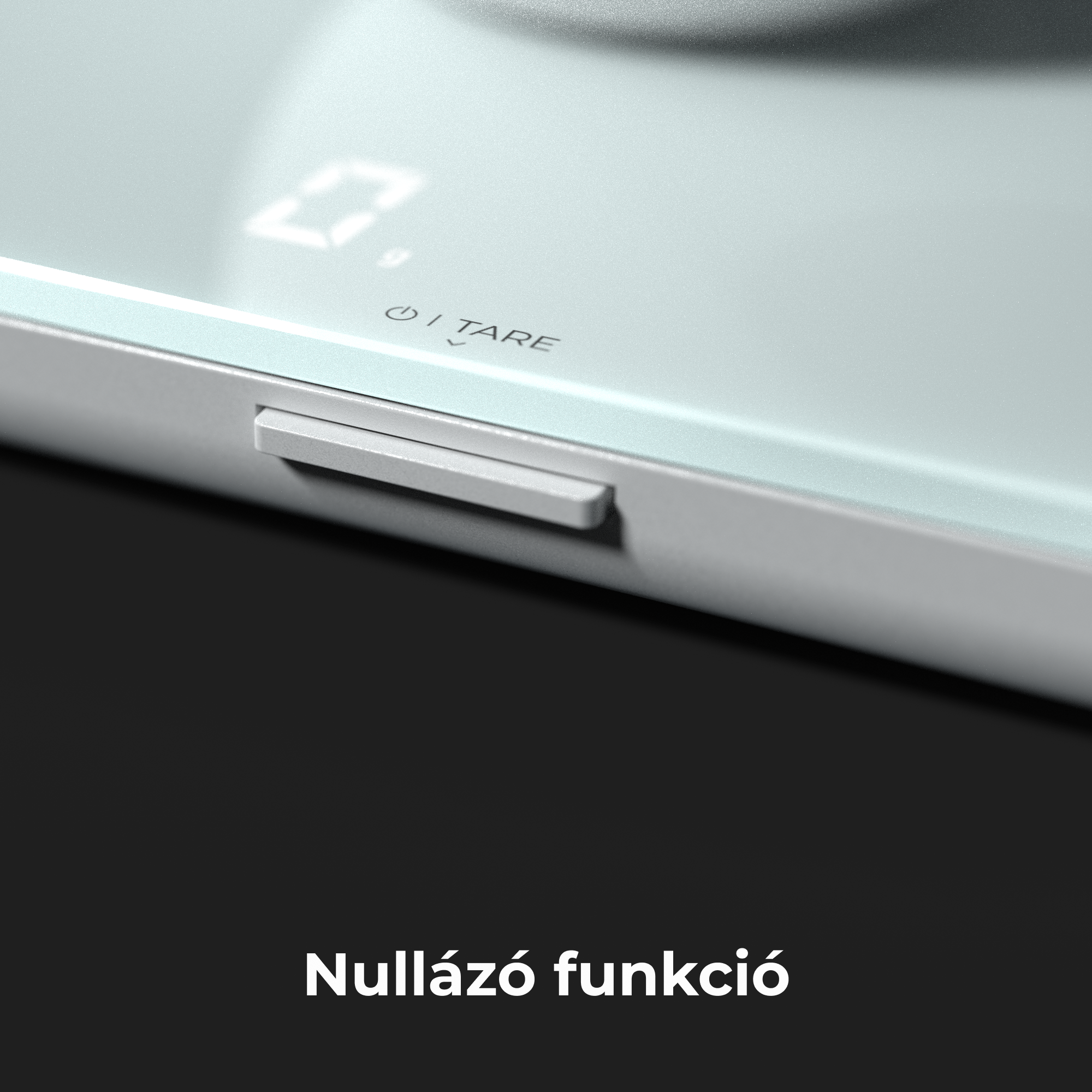 Egy mérleg egy gombbal és szöveggel a nullázó funkcióról.