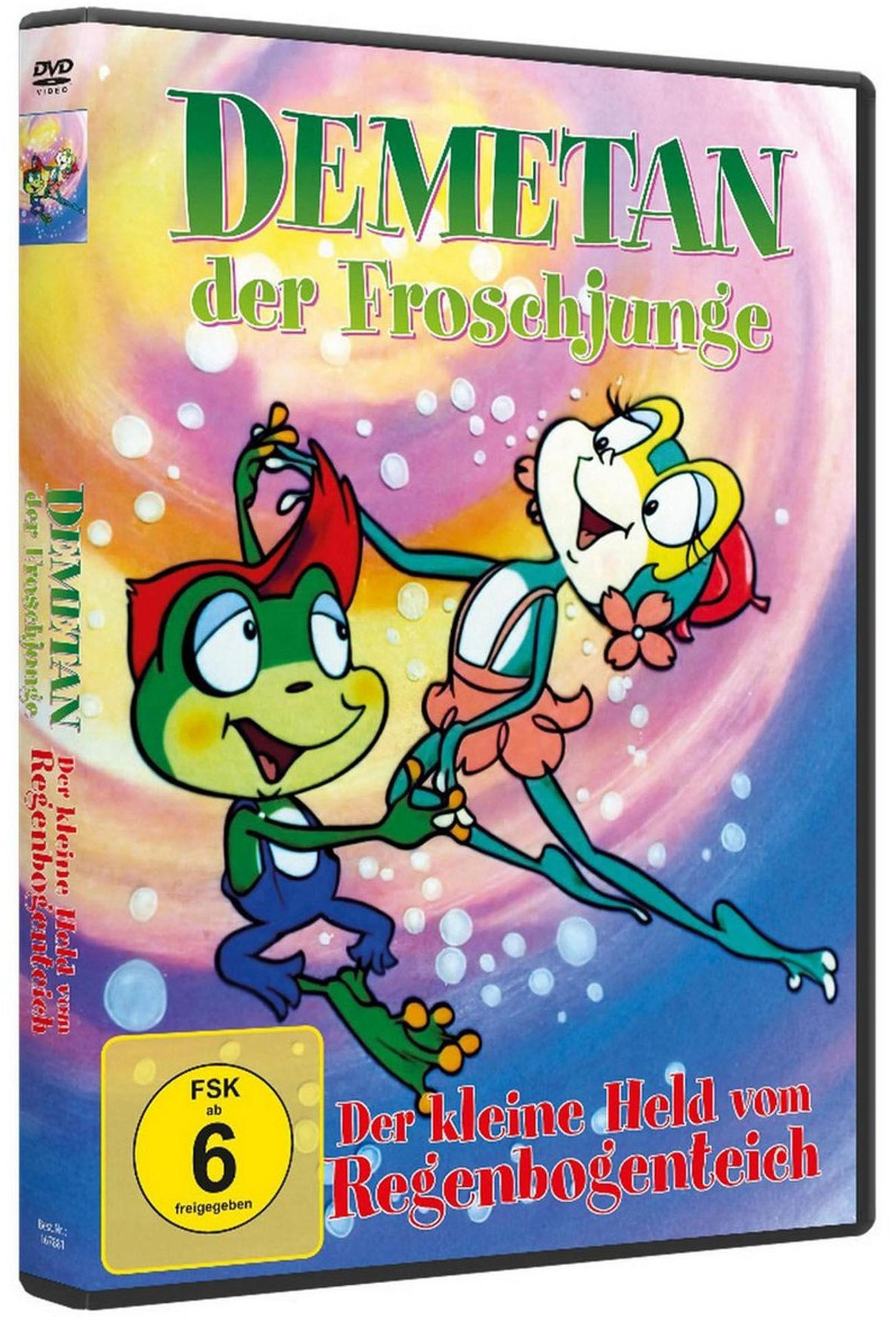 Animiertes DVD-Cover. Froschpaar tanzt. Text auf Deutsch, bunte Szene.
