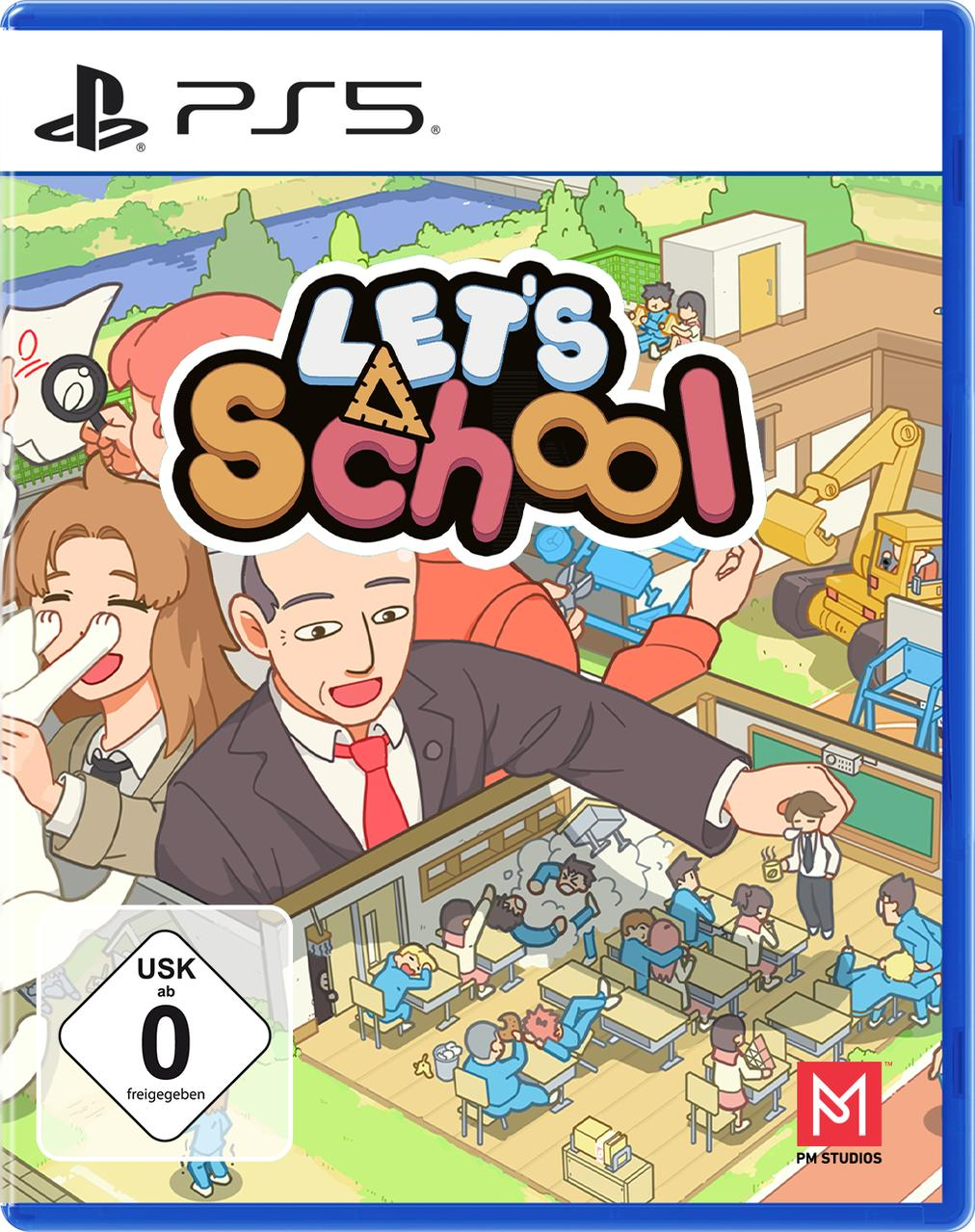 Videospiel-Cover: Menschen in einer Schule. Ein Mann mit roter Krawatte steht in der Mitte. Blauer Hintergrund.