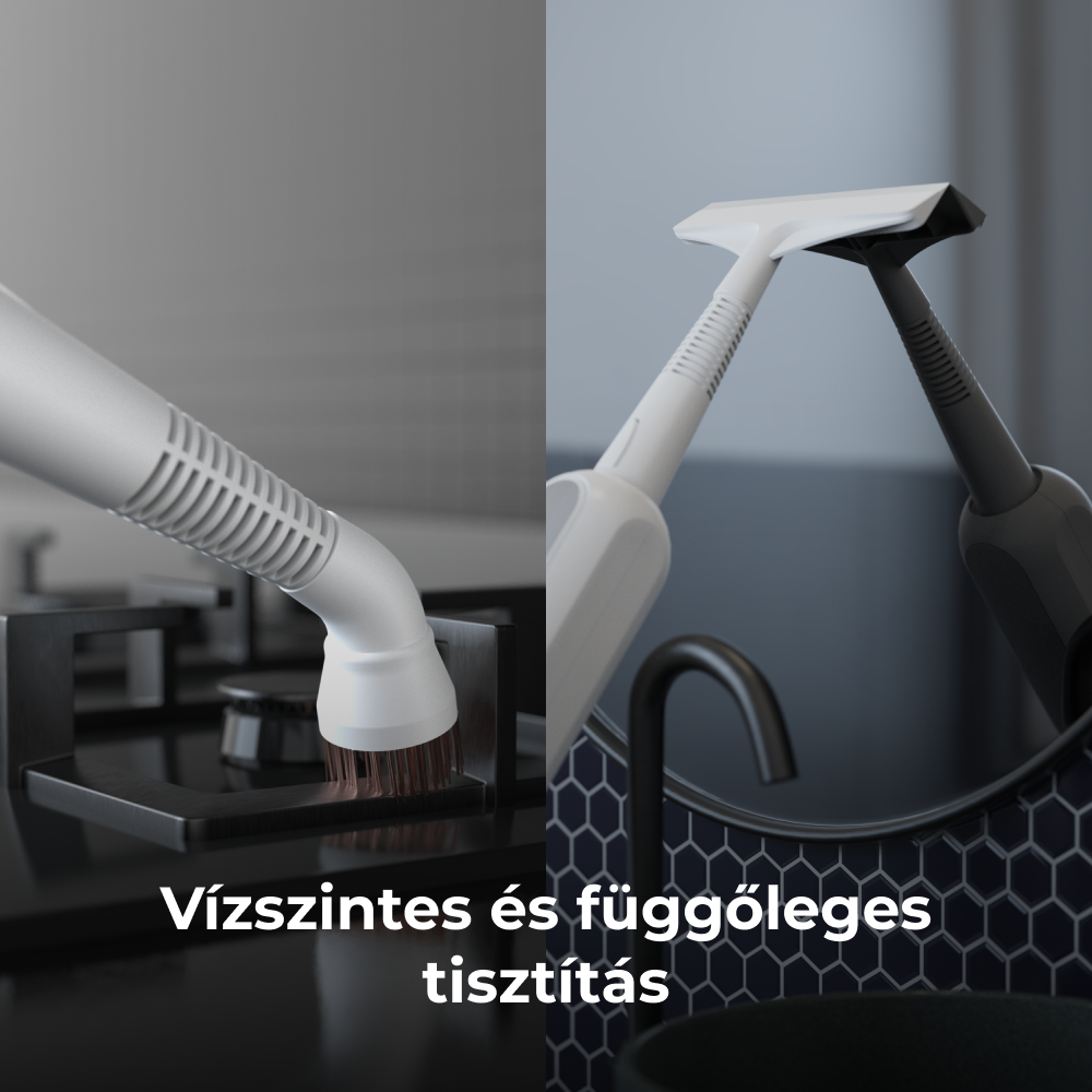 Két tisztítófej fekete felületen. Az egyik a tűzhelyhez, a másik a kaparó.