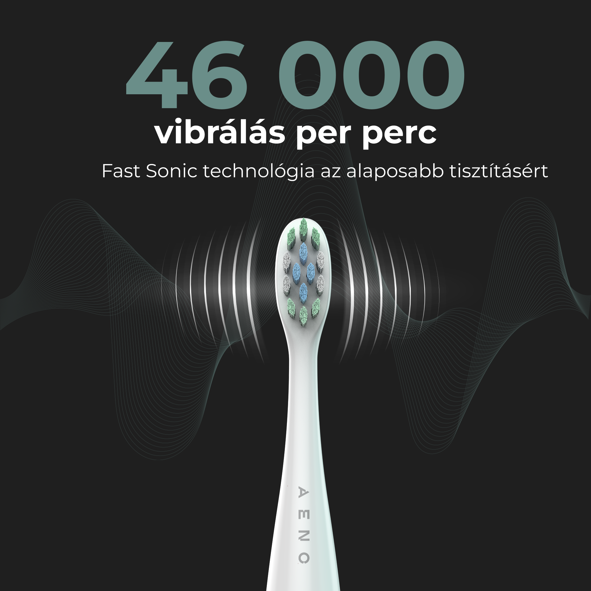 Fogkefefej sörtékkel és hanghullám grafikával.